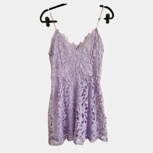 NWT Lavender Rue21 Spaghetti Strap Dress with Crochet Floral Overlay, Size Large
